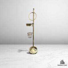 Antik Gold Tuvalet Kağıtlık Klozet Fırçası ve Havluluk Komple Ayaklı Set Pirinç Materyal