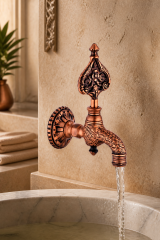 Bakır Bronz Kurna Musluğu Retro Özel Tasarım Rustik Hamam Kurna Musluğu