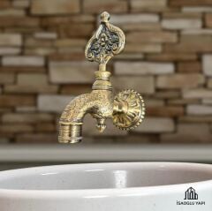 Antik Gold Kurna Musluğu Vintage Tasarım Özel Yapım Eskitme Osmanlı Hamam Musluk