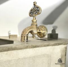 Antik Gold Kurna Musluğu Vintage Tasarım Özel Yapım Eskitme Osmanlı Hamam Musluk
