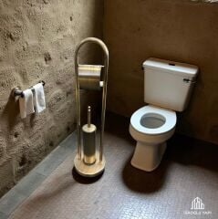 Antik Gold Tuvalet Kağıtlık ve Fırça Seti Pirinç Banyo Aksesuarı Seti Eskitme Gold Ayaklı Set