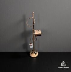 Bakır Tuvalet Kağıtlığı Klozet Fırçası ve Havluluk Bronz Komple Banyo Seti Pirinç Materyal