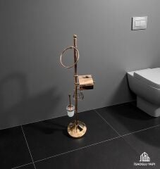 Bakır Tuvalet Kağıtlığı Klozet Fırçası ve Havluluk Bronz Komple Banyo Seti Pirinç Materyal