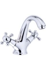 Lavabo Bataryası Vintage Özel Tasarım Armatür Banyo Musluğu Gümüş Renk Armatür Musluk
