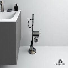 Siyah Tuvalet Kağıtlığı Siyah Klozet Fırçası Siyah Havluluk Komple Banyo Seti Pirinç Materyal