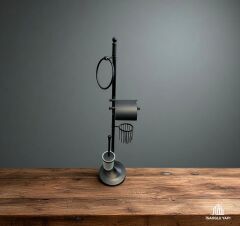 Siyah Tuvalet Kağıtlığı Siyah Klozet Fırçası Siyah Havluluk Komple Banyo Seti Pirinç Materyal