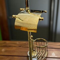 Gold Tuvalet Kağıtlığı Gold Tuvalet Fırçası Gold Havluluk Ayaklı Komple Set Pirinç Materyal