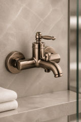 Antik Gold Rustik Banyo Bataryası Retro Duş Armatürü Pirinç Paslanmaz Eskitme Gold Batarya
