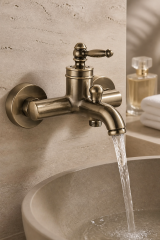 Antik Gold Rustik Banyo Bataryası Retro Duş Armatürü Pirinç Paslanmaz Eskitme Gold Batarya