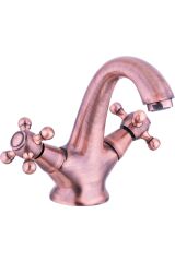 Antik Gold Lavabo Bataryası Eskitme Musluk Batarya Klasik Özel Tasarım Armatür Banyo Musluk