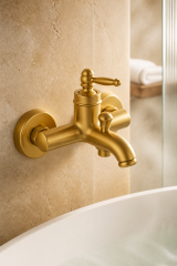 Mat Gold Rustik Banyo Bataryası Retro Duş Armatürü Pirinç Paslanmaz Mat Gold Batarya