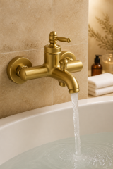 Mat Gold Rustik Banyo Bataryası Retro Duş Armatürü Pirinç Paslanmaz Mat Gold Batarya