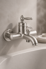 Mat Krom Rustik Banyo Bataryası Retro Duş Armatürü Pirinç Paslanmaz Mat Gümüş İnox Batarya