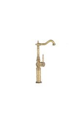 Bakır Çanak Lavabo Bataryası Klasik Tasarım Vintage Bronz Batarya Musluk İşlemeli Armatür