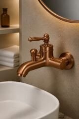 Mat Bakır Rustik Banyo Bataryası Retro Duş Armatürü Pirinç Paslanmaz Mat Bronz Batarya