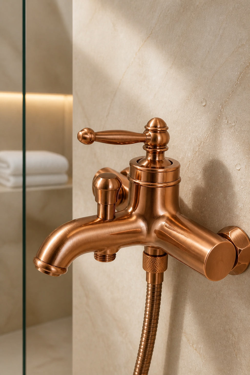 Mat Bakır Rustik Banyo Bataryası Retro Duş Armatürü Pirinç Paslanmaz Mat Bronz Batarya