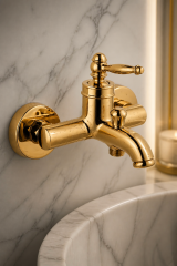 Parlak Gold Rustik Banyo Bataryası Retro Duş Armatürü Pirinç Paslanmaz Gold AltınBatarya