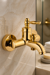 Parlak Gold Rustik Banyo Bataryası Retro Duş Armatürü Pirinç Paslanmaz Gold AltınBatarya