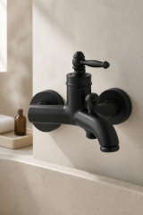 Mat Siyah Rustik Banyo Bataryası Retro Duş Armatürü Pirinç Paslanmaz Siyah Batarya