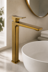 Antik Gold Yağmur Çanak Lavabo Bataryası Premium Eskitme Gold Çanak Lavabo Uyumlu Lavabo Armatürü