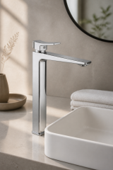 Gümüş Krom Yağmur Çanak Lavabo Bataryası Premium Silver Gümüş Çanak Lavabo Uyumlu Lavabo Armatürü