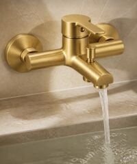 Mat Gold Duş Seti ve Alt Banyo Bataryası Seti Duş Sistemi Fırçalanmış Gold Premium Kare Tasarım