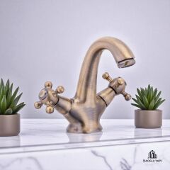 Antik Lavabo Musluğu Klasik Tasarım Özel Seri Lavabo Bataryası Pirinç