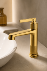 Mat Gold Retro Lavabo Bataryası Vintage Mat Altın Banyo Lavabo Armatür Fırçalanmış Gold