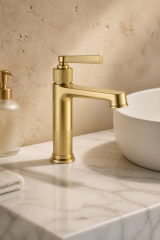 Mat Gold Retro Lavabo Bataryası Vintage Mat Altın Banyo Lavabo Armatür Fırçalanmış Gold