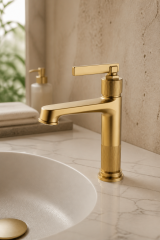 Mat Gold Retro Lavabo Bataryası Vintage Mat Altın Banyo Lavabo Armatür Fırçalanmış Gold