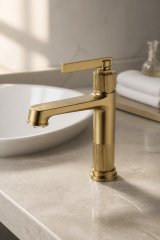 Mat Gold Retro Lavabo Bataryası Vintage Mat Altın Banyo Lavabo Armatür Fırçalanmış Gold
