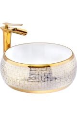 Çanak Lavabo Gold Beyaz Çanak Lavabo Seramik Banyo Lavabosu 40X40 Armatür Hariçtir
