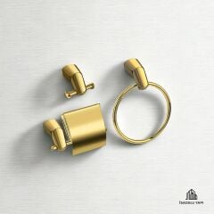 Gold Havluluk Gold Tuvalet Kağıtlık Gold Bornozluk Komple Set Pirinç Malzeme Modern Tasarım