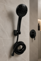 Siyah Duş Seti ve Alt Banyo Bataryası Seti Mat Siyah Fonksiyonlu Tazzikleme Özellikli Duş Sistemi