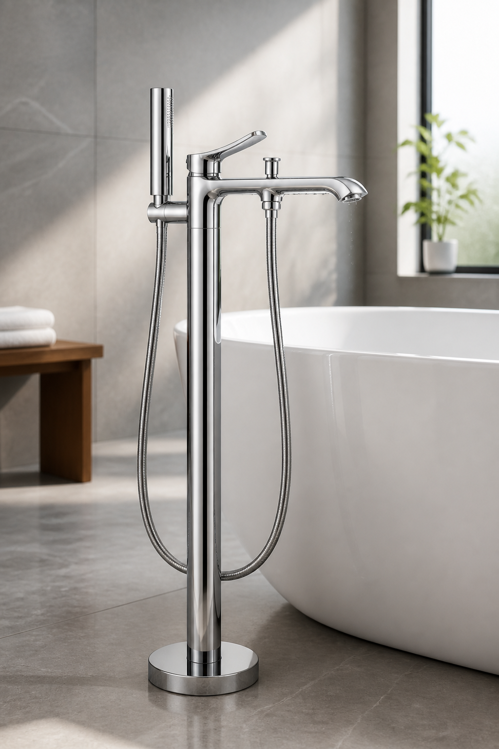 Silver Gümüş Küvet Bataryası Küvetler İçin Uygun Yüksek Model Banyo Armatürü Krom Gümüş