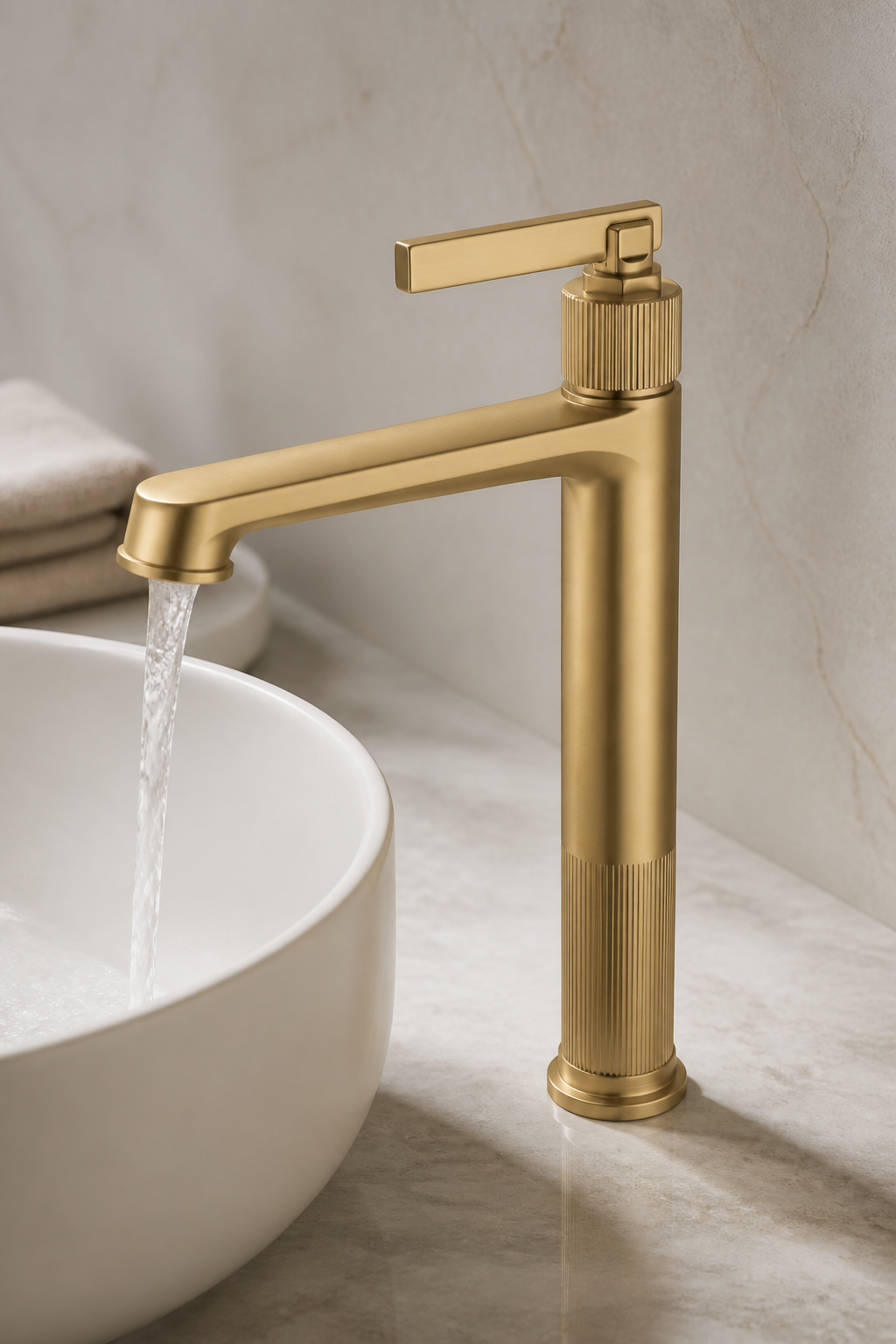 Mat Gold Retro Çanak Lavabo Bataryası Fırçalanmış Altın Vintage Çanak Uyumlu Armatür Pirinç Materyal
