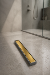 Mat Gold Duş Kanalı 40 Cm Lineer Duş Gideri Antibakteriyal Koku Yapmayan Tasarım Mat Altın Renk
