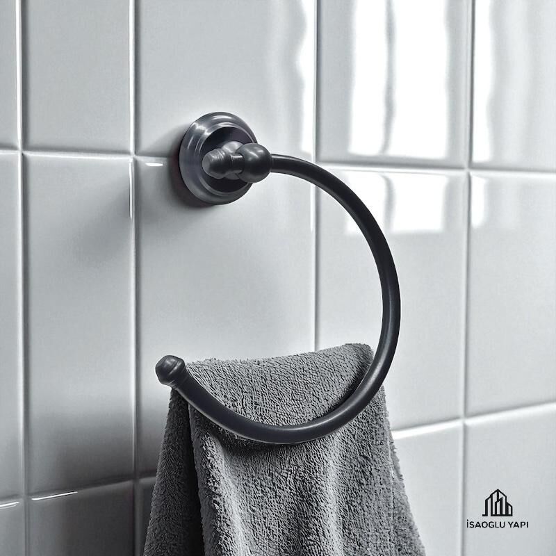 Siyah Havluluk Klasik Vintage Tasarım Banyo Havluluk Pirinç Materyal Mat Siyah Paslanmaz