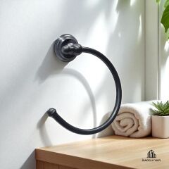 Siyah Havluluk Klasik Vintage Tasarım Banyo Havluluk Pirinç Materyal Mat Siyah Paslanmaz