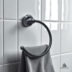 Siyah Havluluk Klasik Vintage Tasarım Banyo Havluluk Pirinç Materyal Mat Siyah Paslanmaz