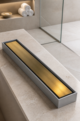 Antik Gold Duş Kanalı 40 Cm Lineer Duş Gideri Antibakteriyal Koku Yapmayan Tasarım Eskitme Gold Renk