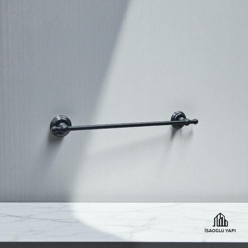 Siyah Havluluk Klasik Model Uzun Havluluk Pirinç Mat Siyah Havluluk