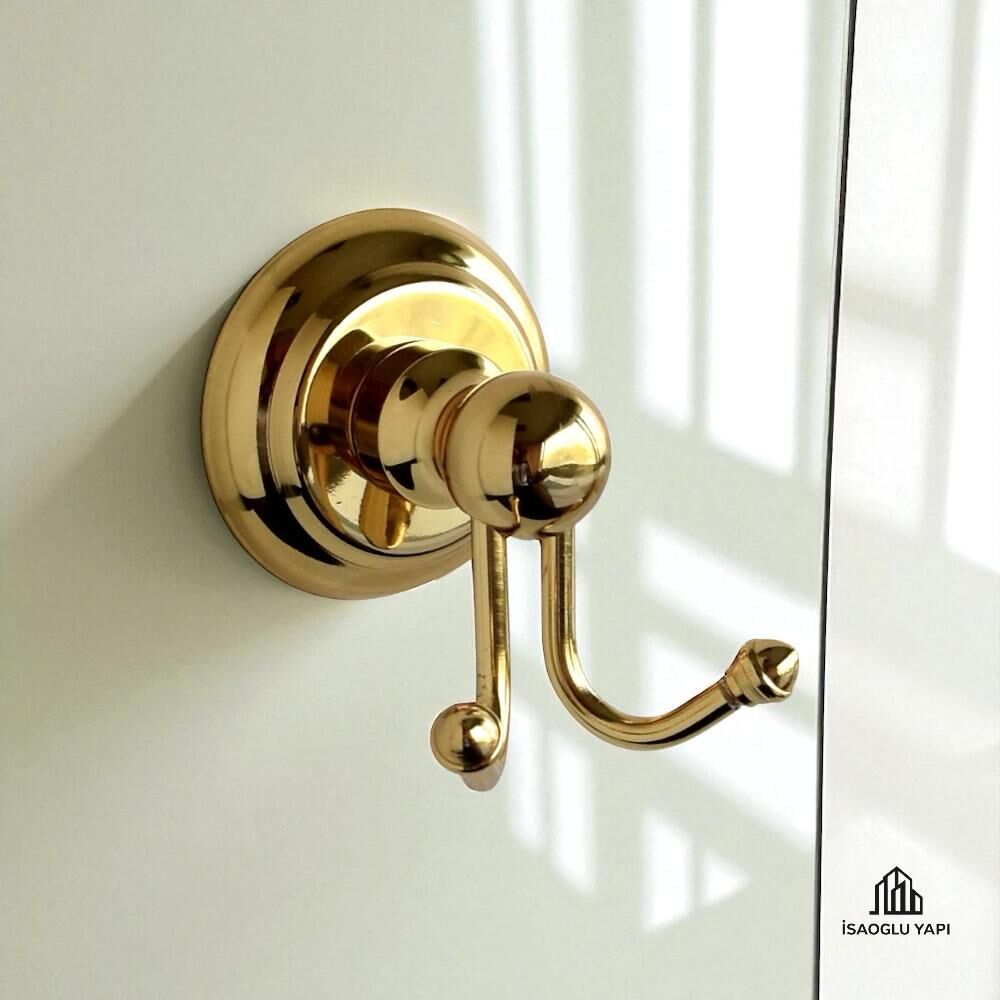 Gold Bornozluk Vintage Seri İkili Askılık Pirinç Malzeme Gold Askılık