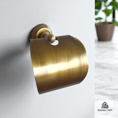 Antik Gold Kapaklı Kağıtlık Klasik Tasarım Vintage Model Tuvalet Kağıtlığı Eskitme Gold