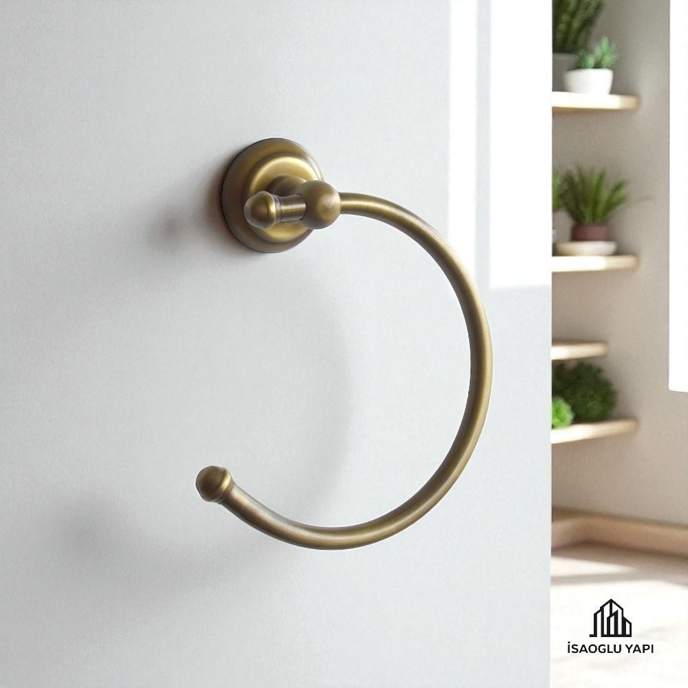 Antik Gold Havluluk Klasik Vintage Tasarım Pirinç Materyal Mat Siyah Banyo Havluluk