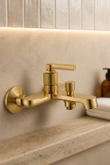 Mat Gold Retro Duş Seti Batarya Dahil Komple Retro Mat Altın Fırçalanmış Tepe Yağmurlama Duş Sistemi