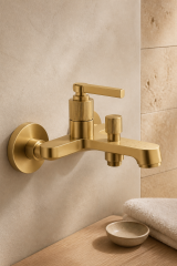 Mat Gold Retro Duş Seti Batarya Dahil Komple Retro Mat Altın Fırçalanmış Tepe Yağmurlama Duş Sistemi