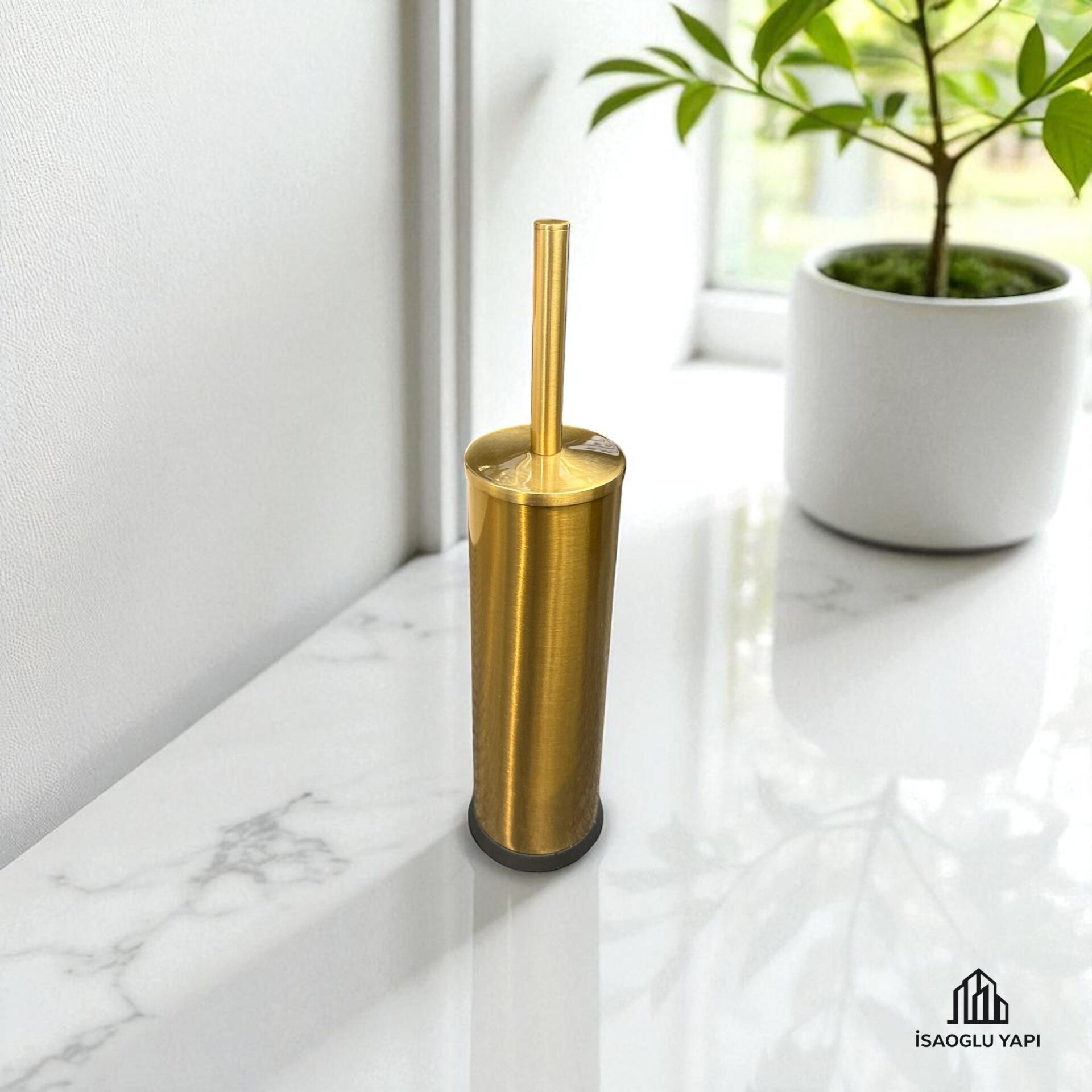 Mat Gold Klozet Fırçası Fırçalanmış Altın Banyo Klozet Aksesuarı