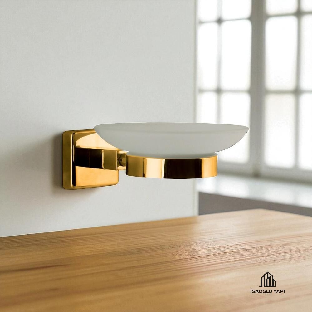 Gold Sabunluk Etejerli Premium Altın Sabunluk Pirinç Malzeme