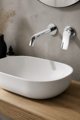 Silver Gümüş Ankastre Lavabo Bataryası Slim Tasarım Pirinç Materyal 5 Yıl Garantili Krom Lavabo Armatür